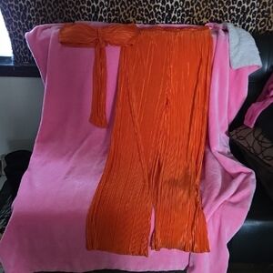 Vibrant Orange Pleated Tube top with Pants.